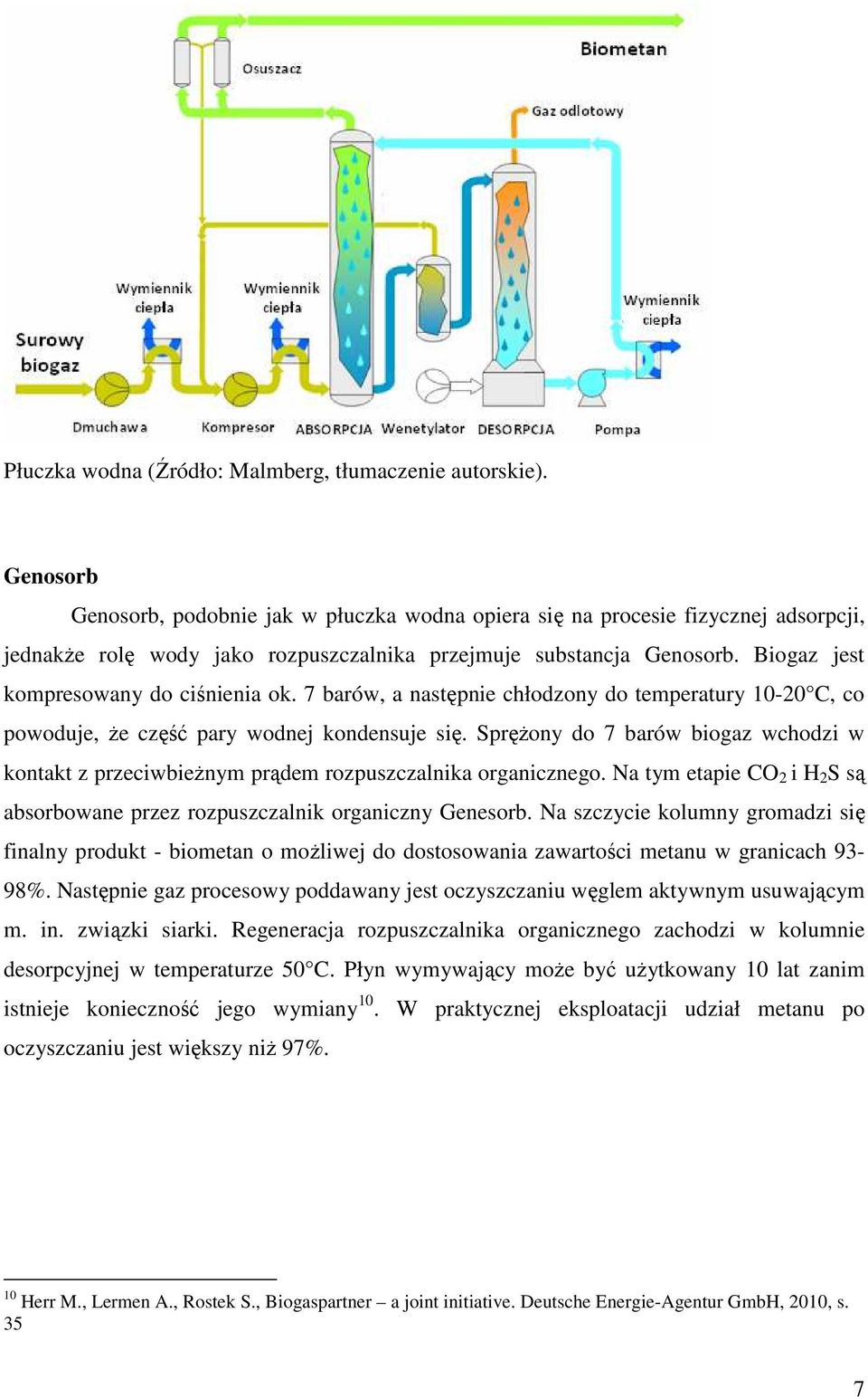 Biogaz jest kompresowany do ciśnienia ok. 7 barów, a następnie chłodzony do temperatury 10-20 C, co powoduje, Ŝe część pary wodnej kondensuje się.