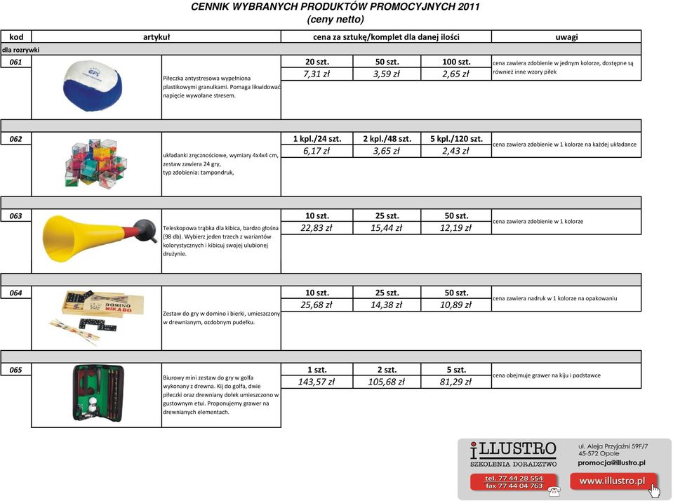 6,17 zł 3,65 zł 2,43 zł układanki zręcznościowe, wymiary 4x4x4 cm, zestaw zawiera 24 gry, typ zdobienia: tampondruk, cena zawiera zdobienie w 1 kolorze na każdej układance 063 10 szt. 25 szt. 50 szt.