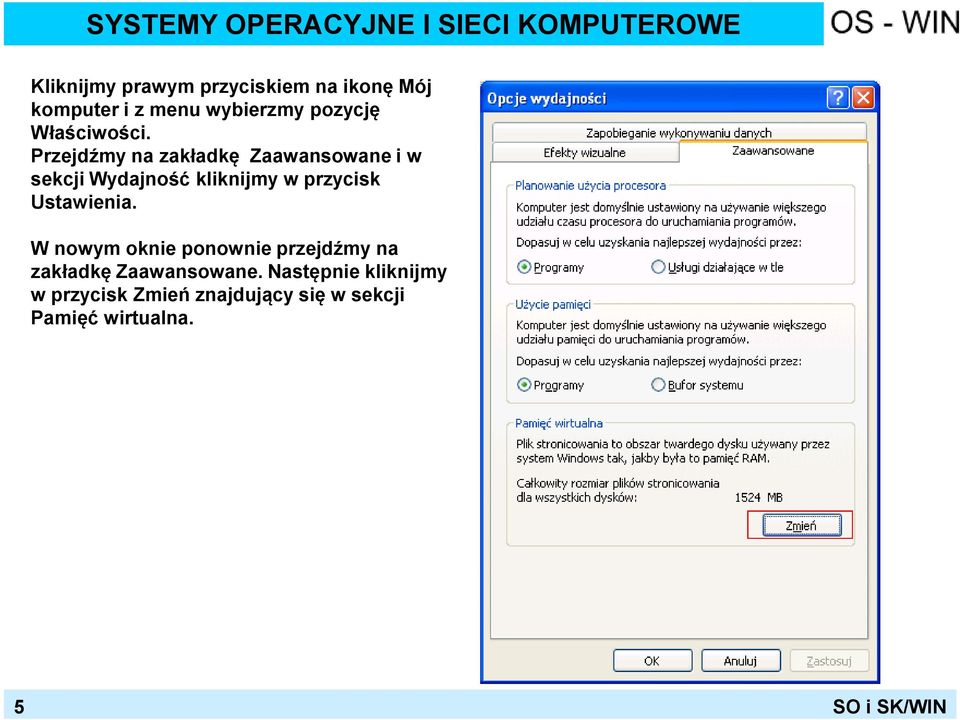 Przejdźmy na zakładkę Zaawansowane i w sekcji Wydajność kliknijmy w przycisk