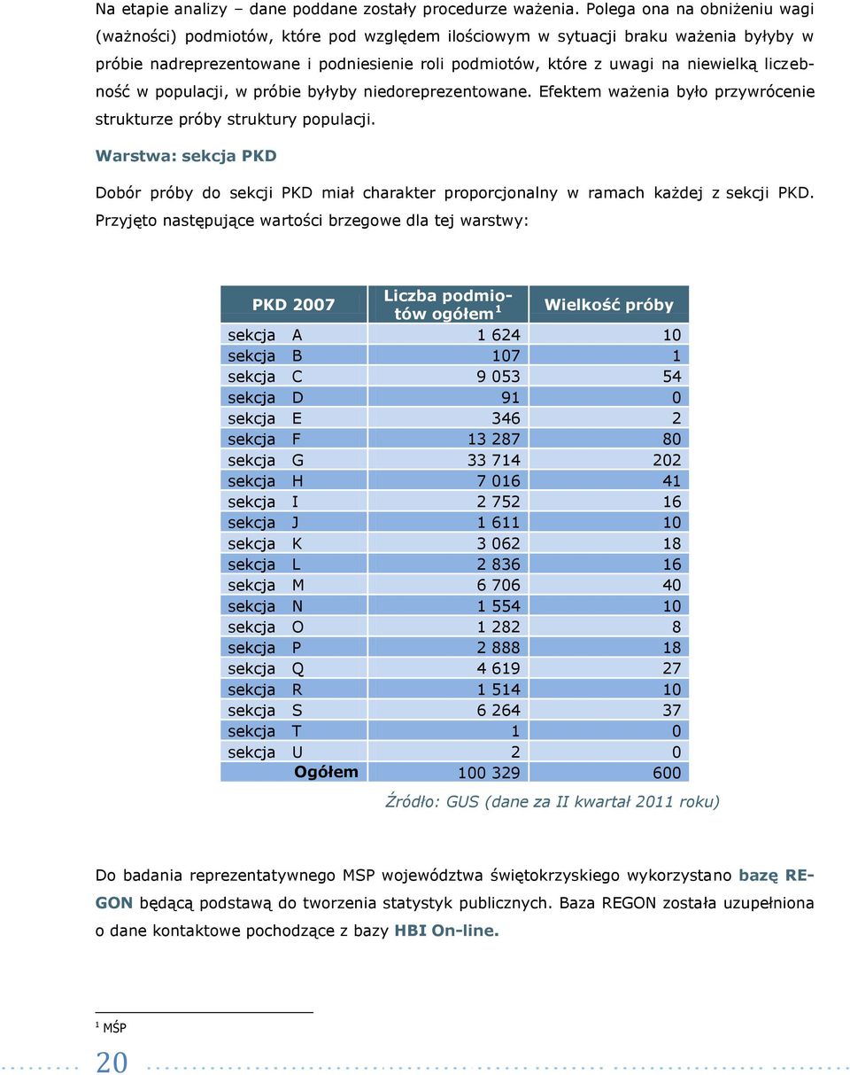 liczebność w populacji, w próbie byłyby niedoreprezentowane. Efektem ważenia było przywrócenie strukturze próby struktury populacji.