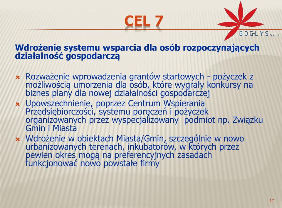 Wspierania Przedsiębiorczości, systemu poręczeń i pożyczek organizowanych przez wyspecjalizowany podmiot np.