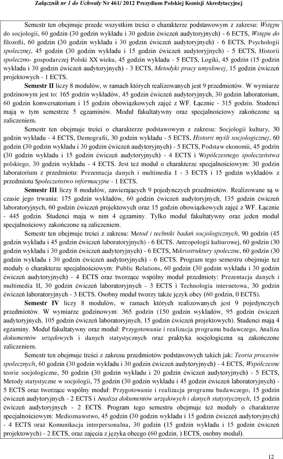 gospodarczej Polski XX wieku, 45 godzin wykładu - 5 ECTS, Logiki, 45 godzin (15 godzin wykładu i 30 godzin ćwiczeń audytoryjnych) - 3 ECTS, Metodyki pracy umysłowej, 15 godzin ćwiczeń projektowych -