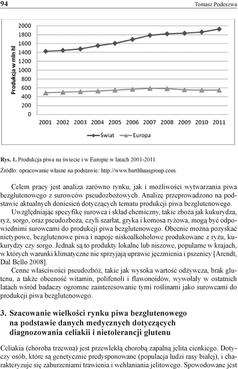 Analizę przeprowadzono na podstawie aktualnych doniesień dotyczących tematu produkcji piwa bezglutenowego.