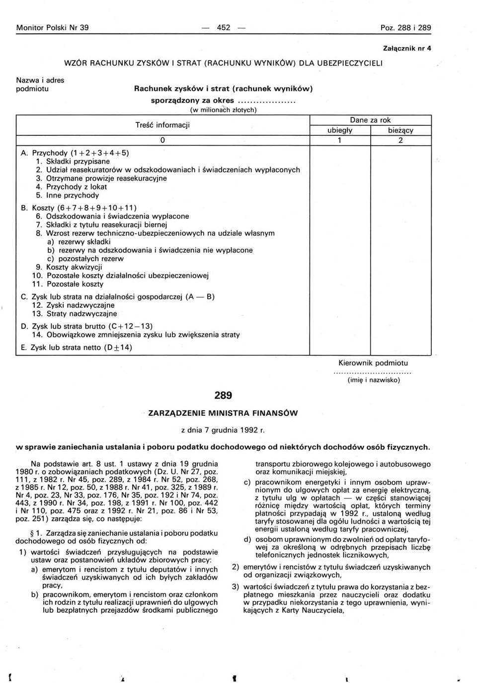 Otrzymane prowizje reasekuracyjne 4. Przychody z lokat 5. Inne przychody B. Koszty (6+ 7 +8+9 + 1 0+ 11) 6. Odszkodowania i świadczenia wypłacone 7. Składki z tytułu reasekuracji biernej 8.