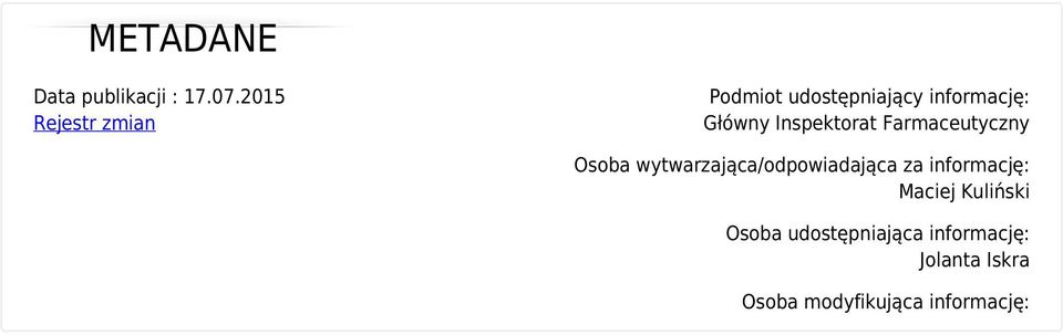 Inspektorat Farmaceutyczny Osoba wytwarzająca/odpowiadająca za