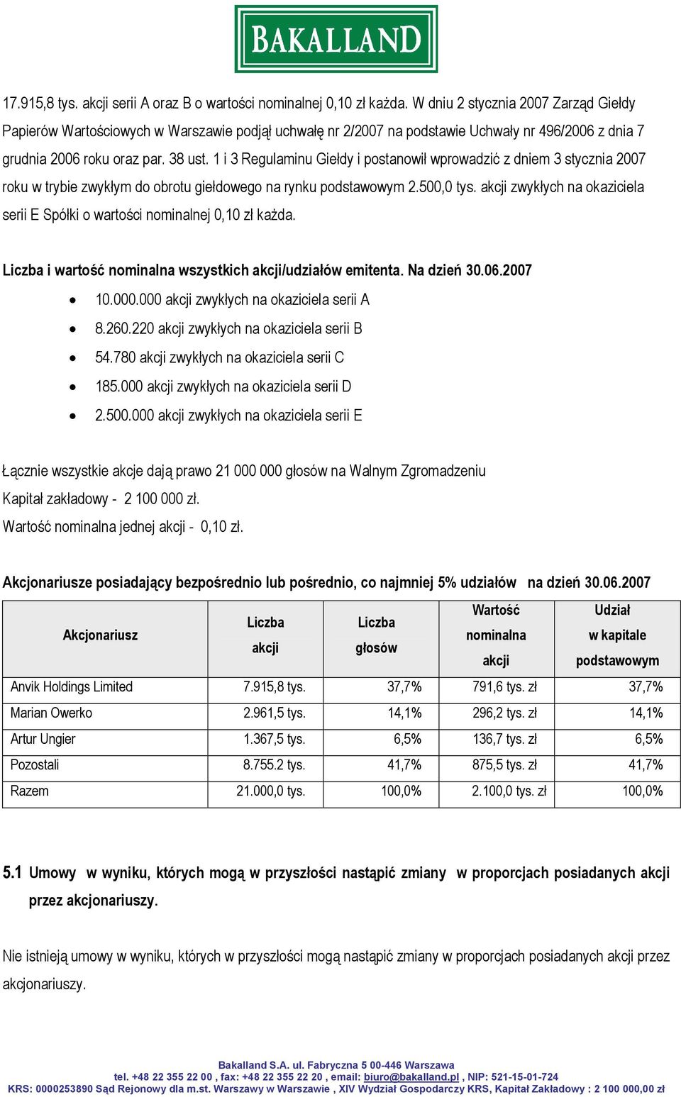 1 i 3 Regulaminu Giełdy i postanowił wprowadzić z dniem 3 stycznia 2007 roku w trybie zwykłym do obrotu giełdowego na rynku podstawowym 2.500,0 tys.