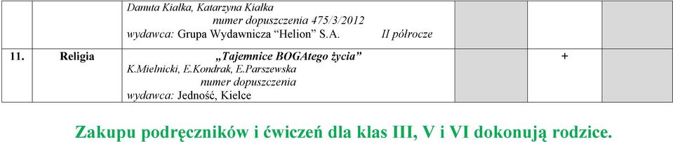 Religia Tajemnice BOGAtego życia K.Mielnicki, E.Kondrak, E.