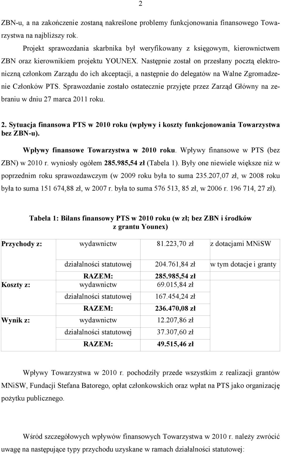 Następnie został on przesłany pocztą elektroniczną członkom Zarządu do ich akceptacji, a następnie do delegatów na Walne Zgromadzenie Członków PTS.