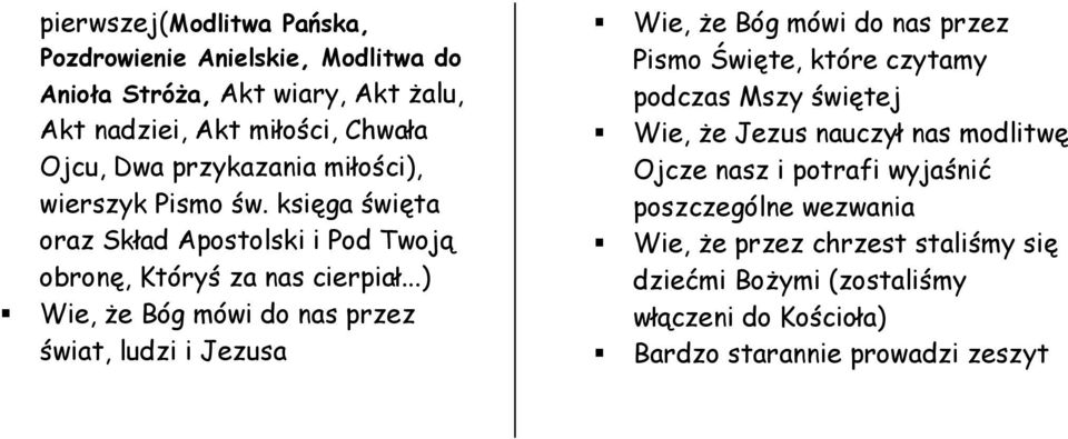 ..) Wie, że Bóg mówi do nas przez świat, ludzi i Jezusa Wie, że Bóg mówi do nas przez Pismo Święte, które czytamy podczas Mszy świętej Wie, że Jezus