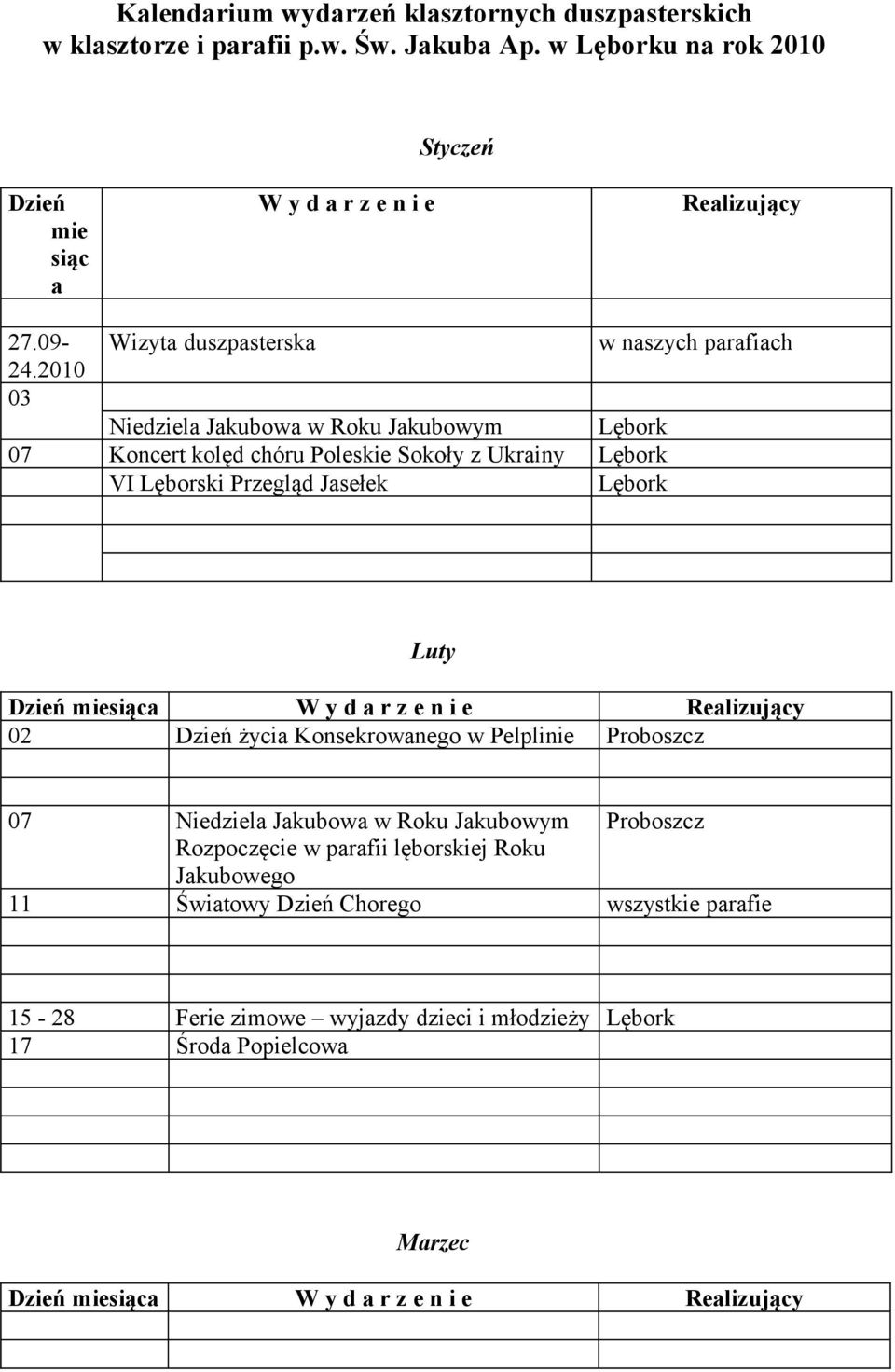 2010 03 Niedziela Jakubowa w Roku Jakubowym Lębork 07 Koncert kolęd chóru Poleskie Sokoły z Ukrainy Lębork VI Lęborski Przegląd Jasełek Lębork