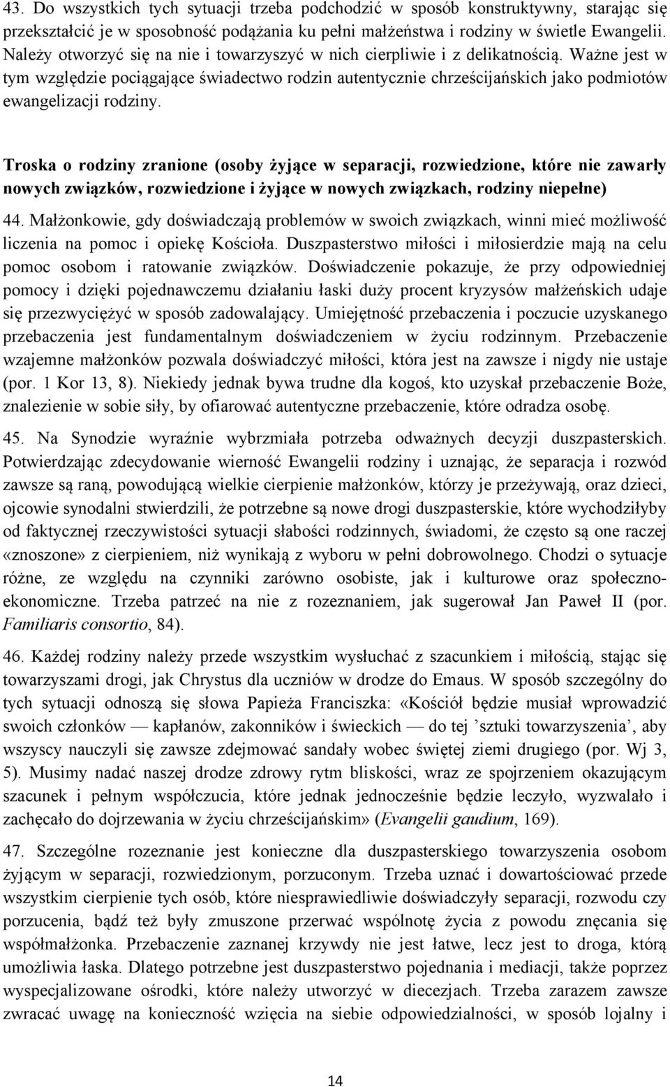 Ważne jest w tym względzie pociągające świadectwo rodzin autentycznie chrześcijańskich jako podmiotów ewangelizacji rodziny.