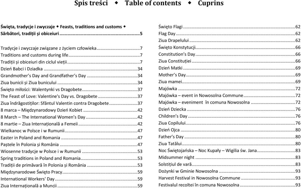 ..34 Święto miłości: Walentynki vs Dragobete...37 The Feast of Love: Valentine's Day vs. Dragobete...37 Ziua îndrăgostiților: Sfântul Valentin contra Dragobete...37 8 marca Międzynarodowy Dzień Kobiet.