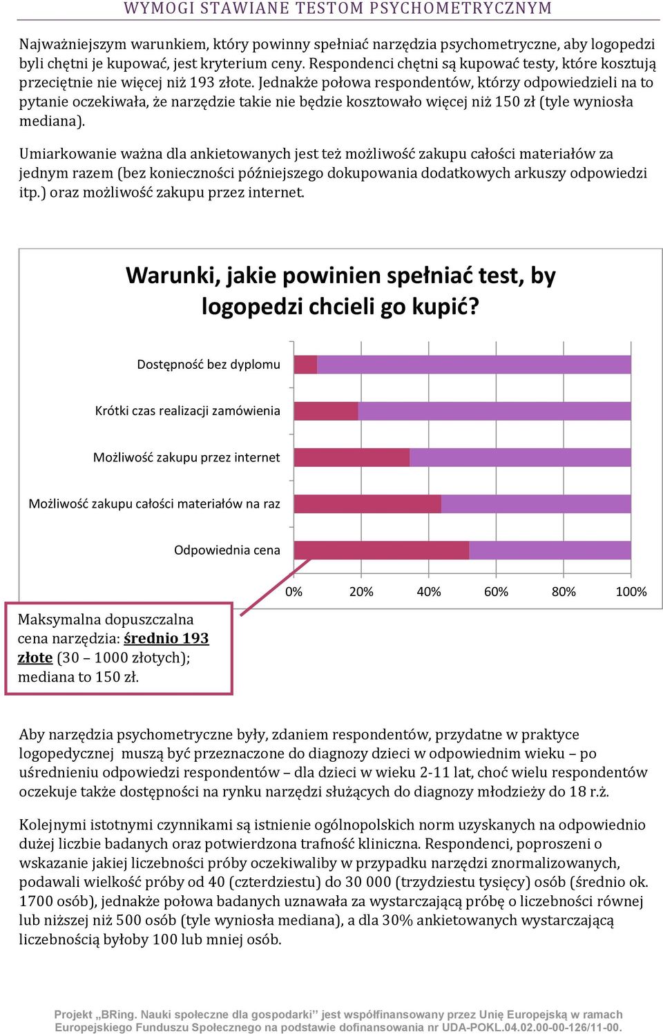 Jednakże połowa respondentów, którzy odpowiedzieli na to pytanie oczekiwała, że narzędzie takie nie będzie kosztowało więcej niż 150 zł (tyle wyniosła mediana).