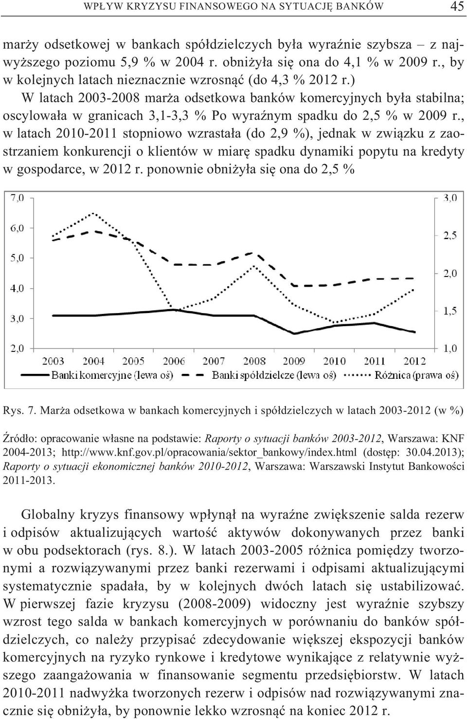 ) W latach 2003-2008 mar a odsetkowa banków komercyjnych by a stabilna; oscylowa a w granicach 3,1-3,3 % Po wyra nym spadku do 2,5 % w 2009 r.