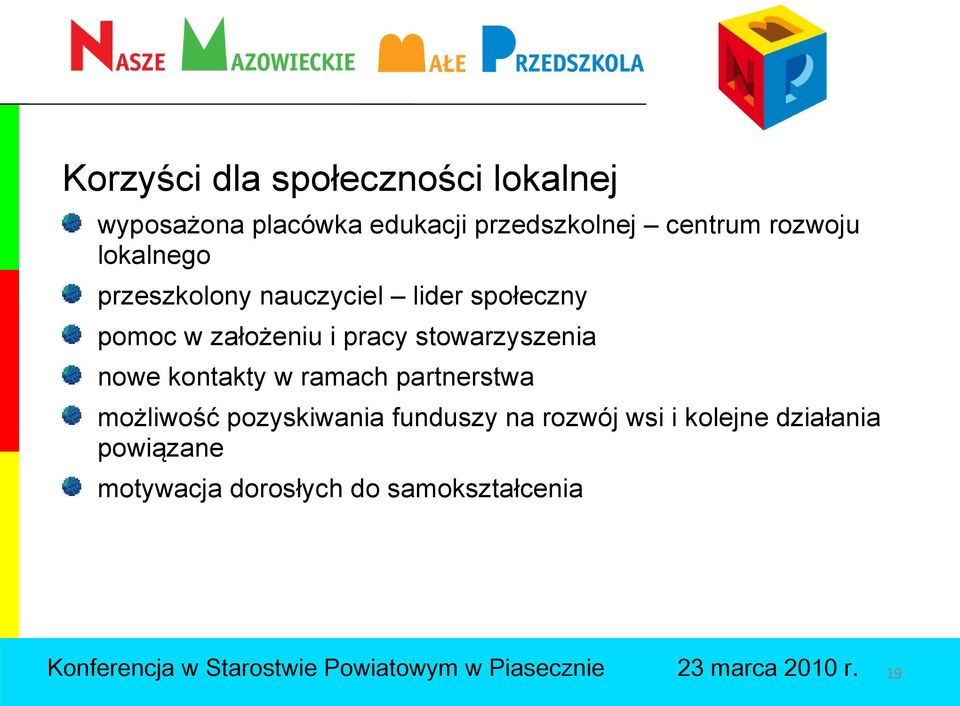 i pracy stowarzyszenia nowe kontakty w ramach partnerstwa możliwość pozyskiwania