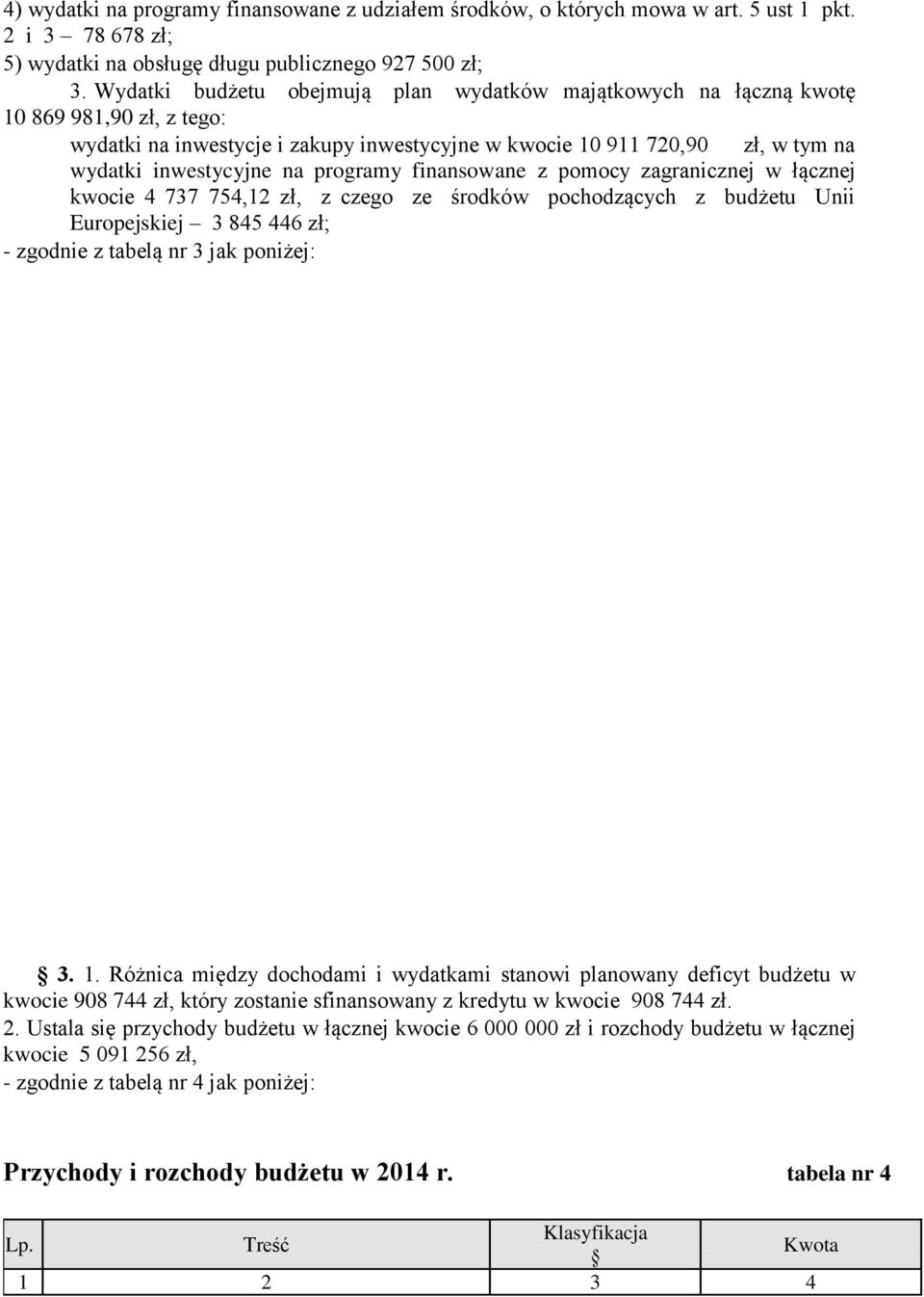 programy finansowane z pomocy zagranicznej w łącznej kwocie 4 737 754,12 zł, z czego ze środków pochodzących z budżetu Unii Europejskiej 3 845 446 zł; - zgodnie z tabelą nr 3 jak poniżej: 3. 1.