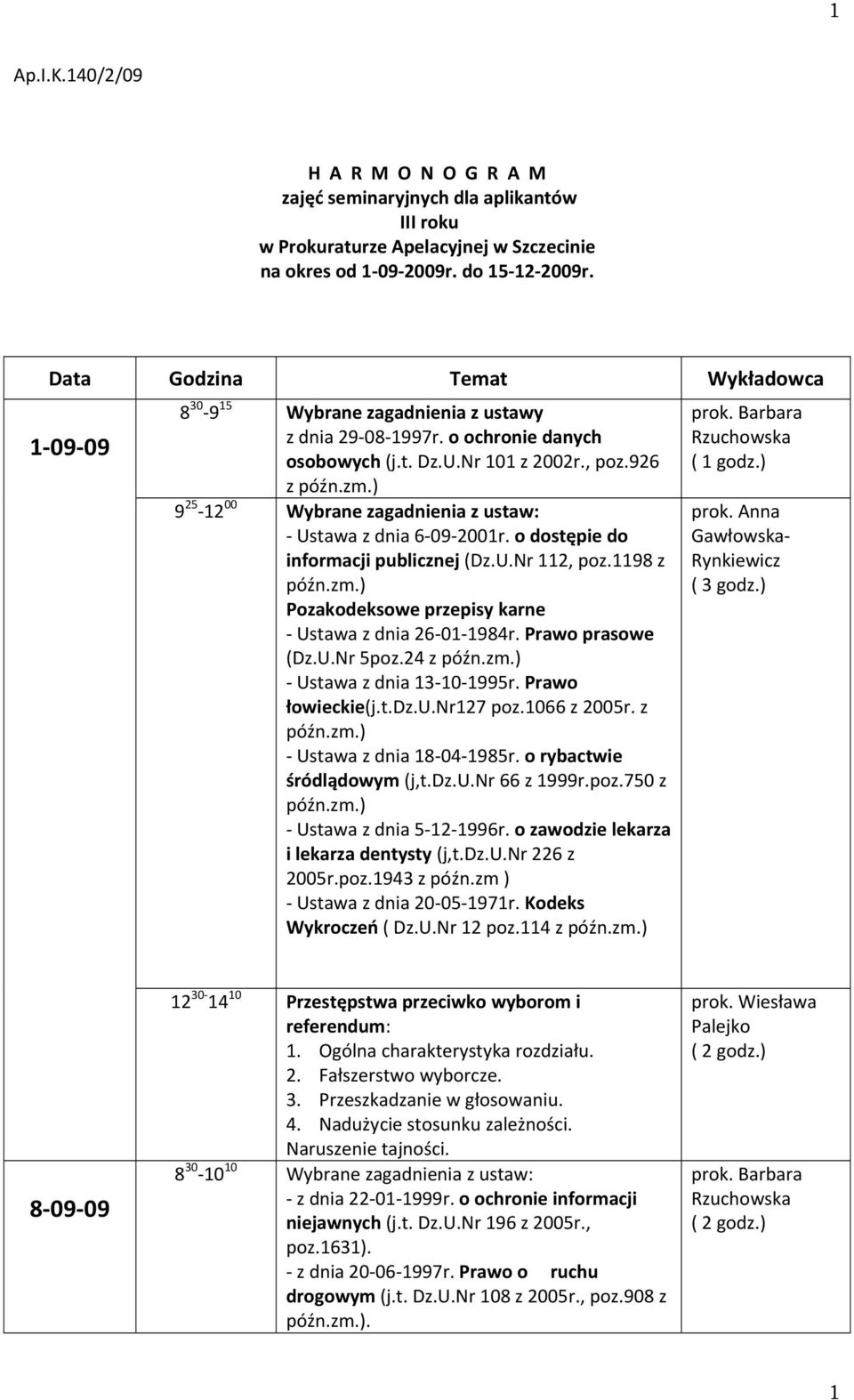 ) 9 25 12 00 Wybrane zagadnienia z ustaw: Ustawa z dnia 6 09 2001r. o dostępie do informacji publicznej (Dz.U.Nr 112, poz.1198 z późn.zm.) Pozakodeksowe przepisy karne Ustawa z dnia 26 01 1984r.