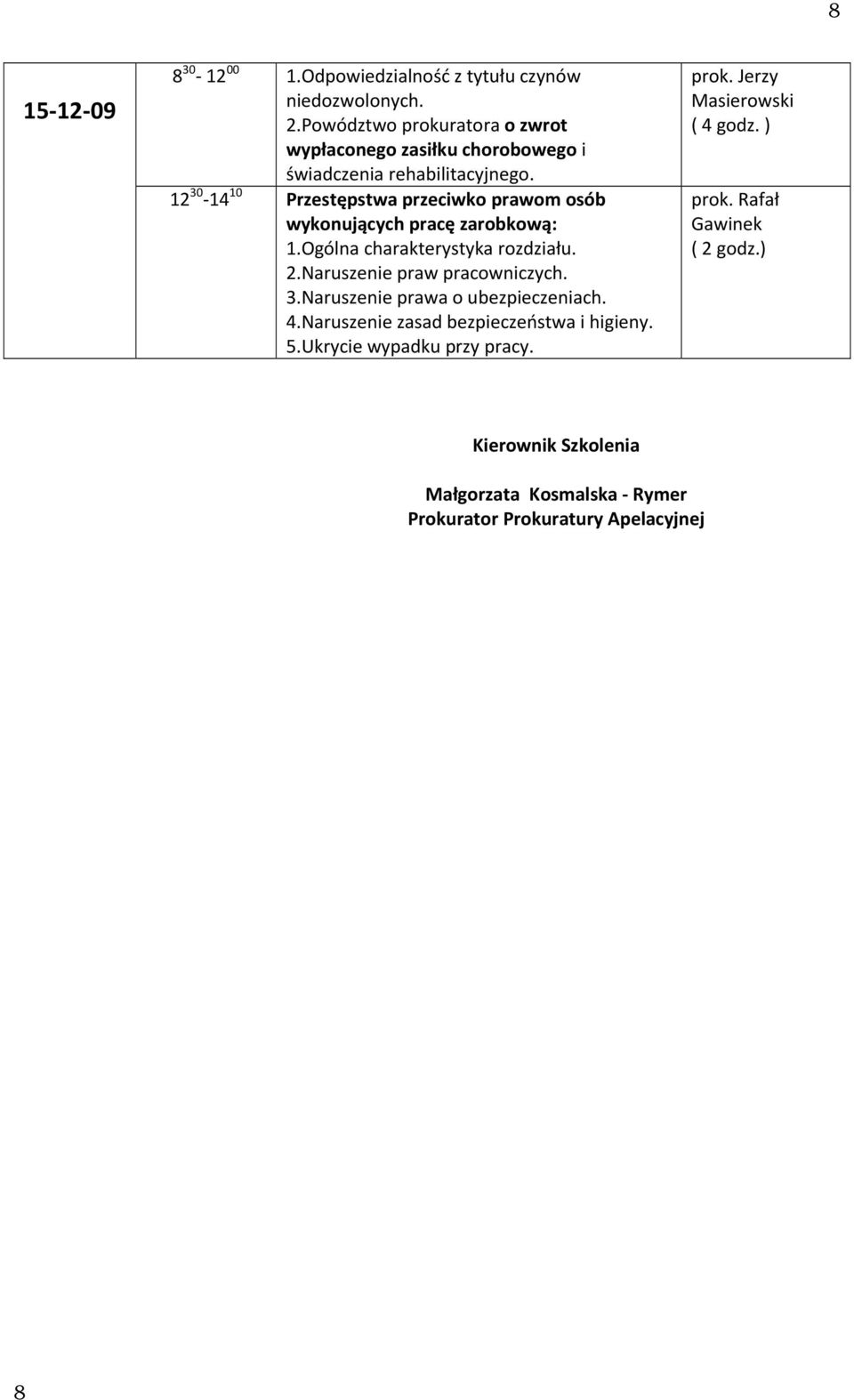 12 30 14 10 Przestępstwa przeciwko prawom osób wykonujących pracę zarobkową: 2.Naruszenie praw pracowniczych. 3.Naruszenie prawa o ubezpieczeniach.