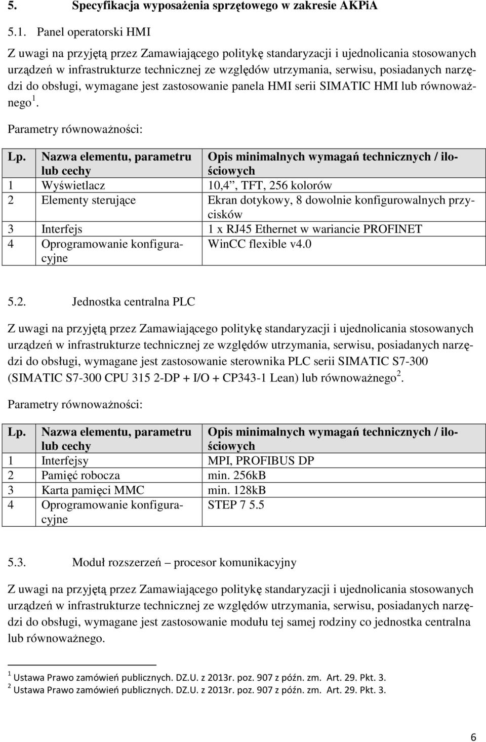 narzędzi do obsługi, wymagane jest zastosowanie panela HMI serii SIMATIC HMI lub równoważnego 1.