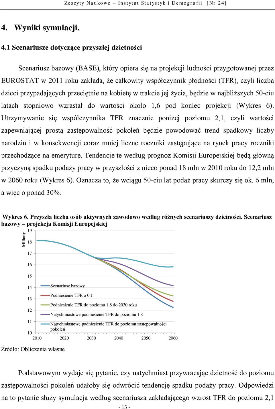 1 Scenariusze dotyczące przyszłej dzietności Scenariusz bazowy (BASE), który opiera się na projekcji ludności przygotowanej przez EUROSTAT w 2011 roku zakłada, że całkowity współczynnik płodności