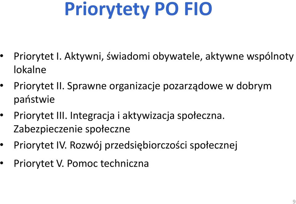 Sprawne organizacje pozarządowe w dobrym państwie Priorytet III.