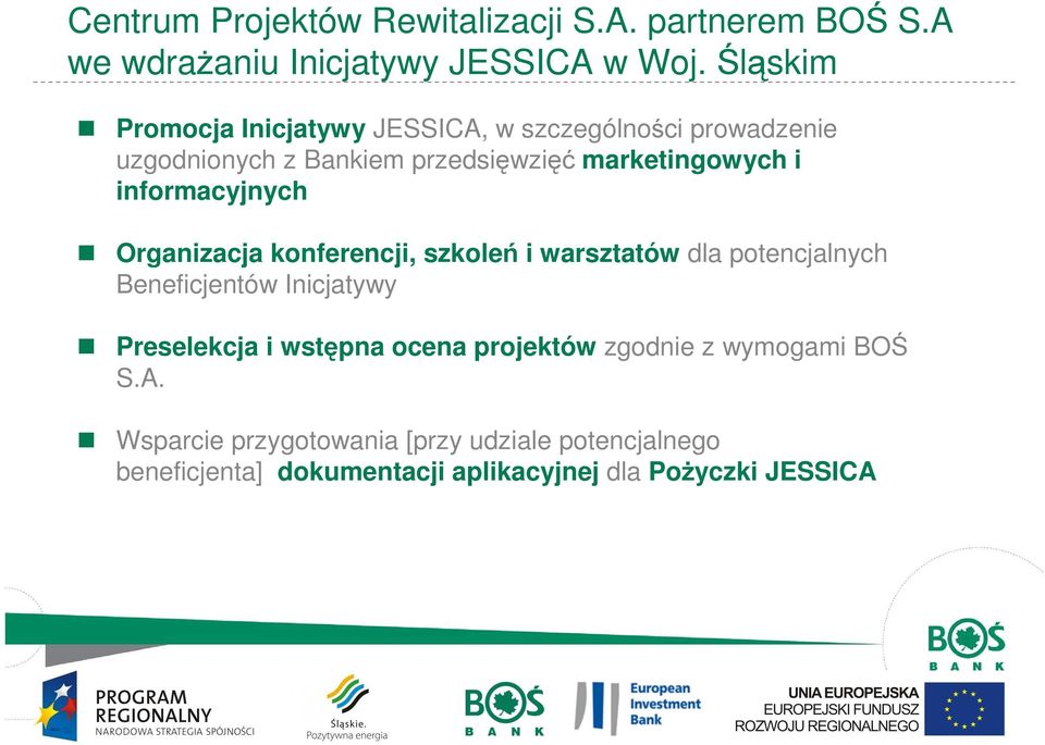 informacyjnych Organizacja konferencji, szkoleń i warsztatów dla potencjalnych Beneficjentów Inicjatywy Preselekcja i