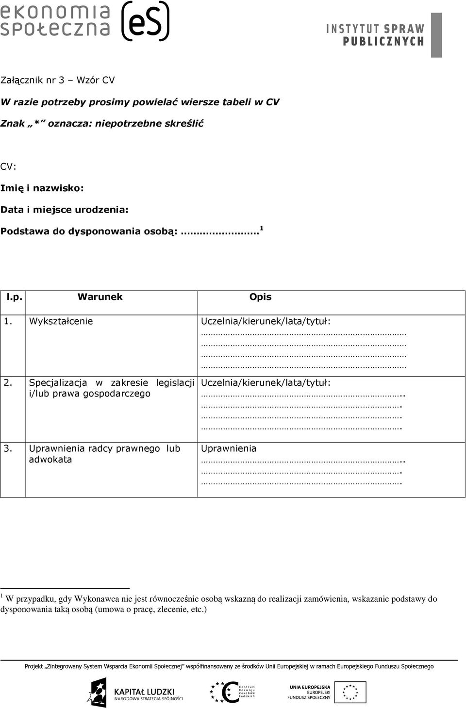 Specjalizacja w zakresie legislacji i/lub prawa gospodarczego 3. Uprawnienia 