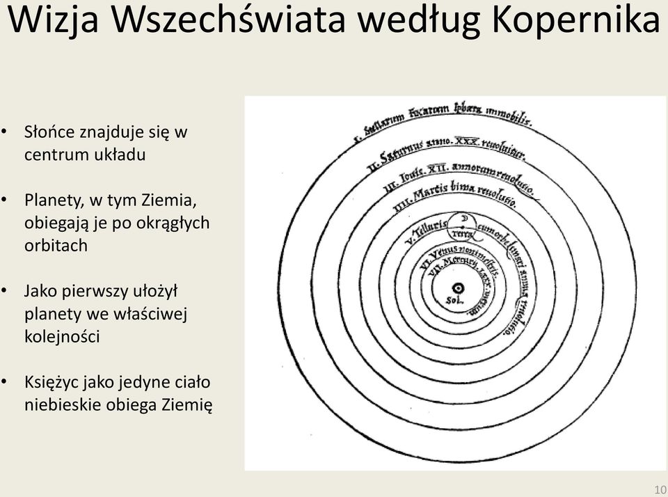 okrągłych orbitach Jako pierwszy ułożył planety we