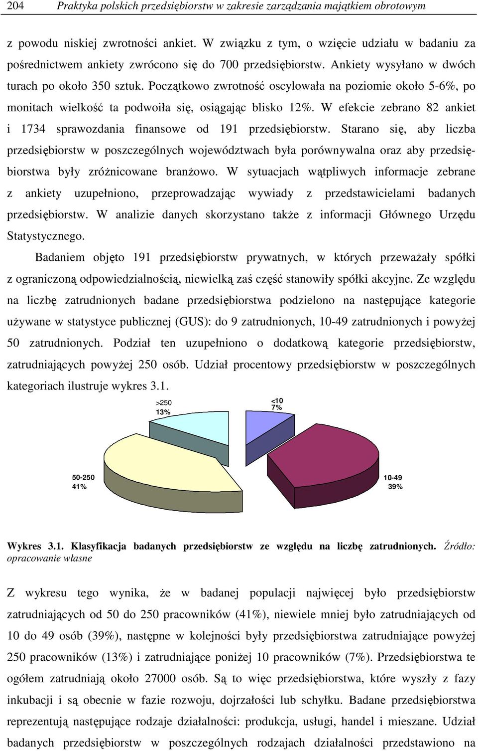 Początkowo zwrotość oscylowała a poziomie około 5-6%, po moitach wielkość ta podwoiła się, osiągając blisko 12%. W efekcie zebrao 82 akiet i 1734 sprawozdaia fiasowe od 191 przedsiębiorstw.