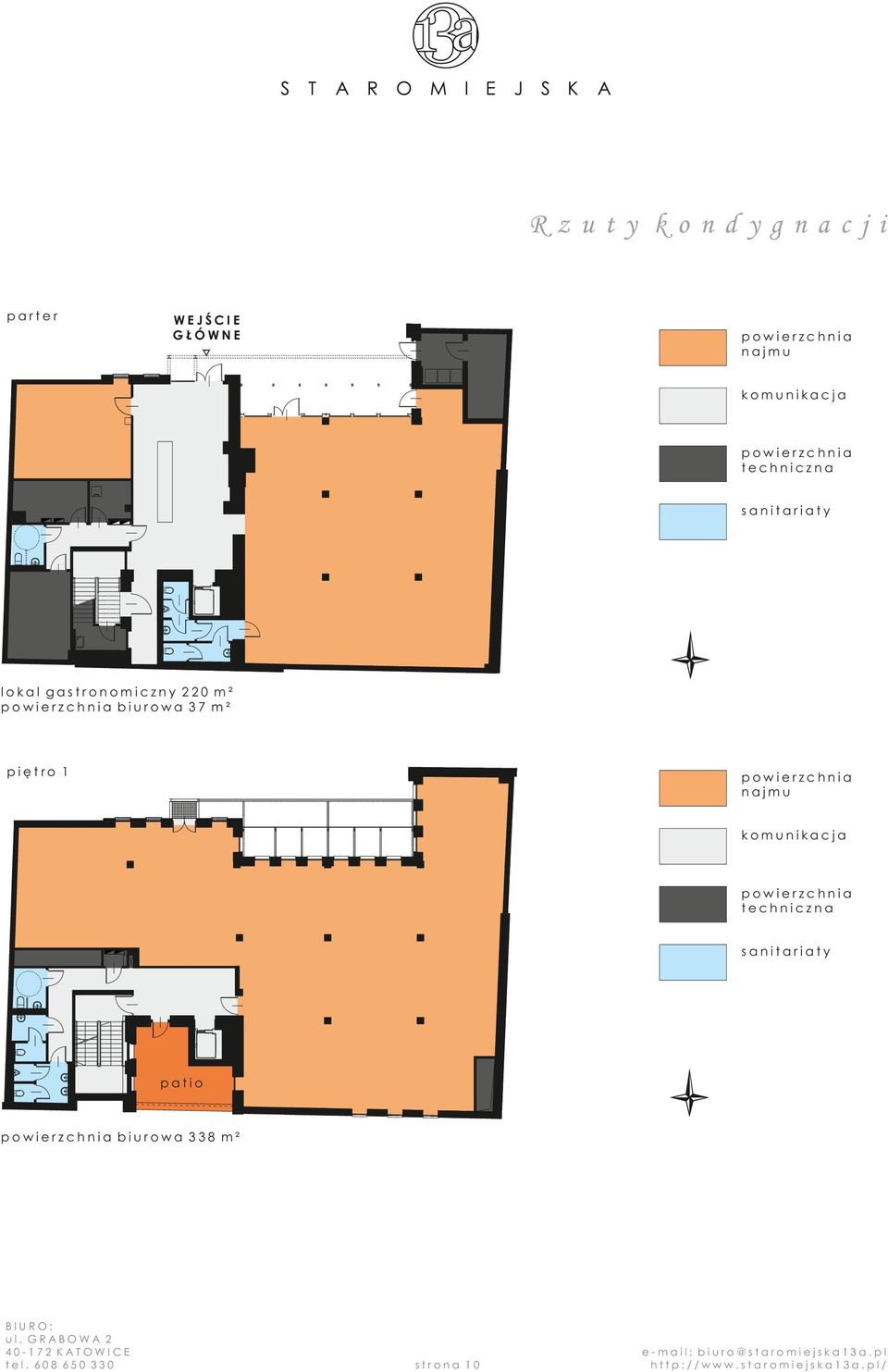 gastronomiczny 220 m² biurowa 37 m² piętro 1 najmu