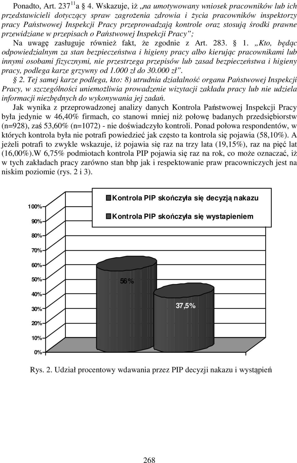 oraz stosują środki prawne przewidziane w przepisach o Państwowej Inspekcji Pracy ; Na uwagę zasługuje również fakt, że zgodnie z Art. 283. 1.