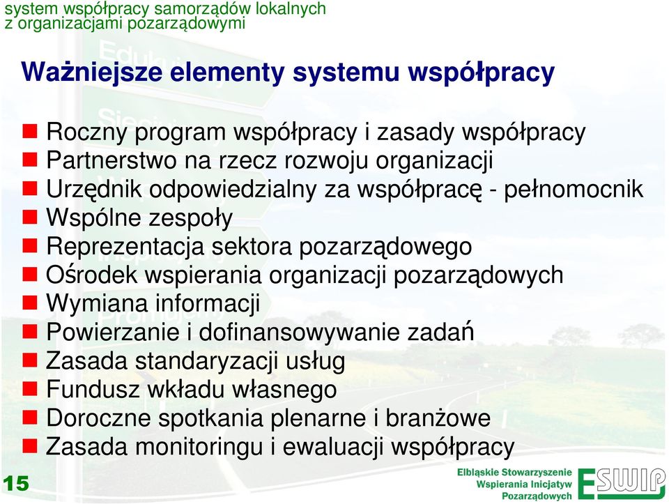 Ośrodek wspierania organizacji pozarządowych Wymiana informacji Powierzanie i dofinansowywanie zadań Zasada