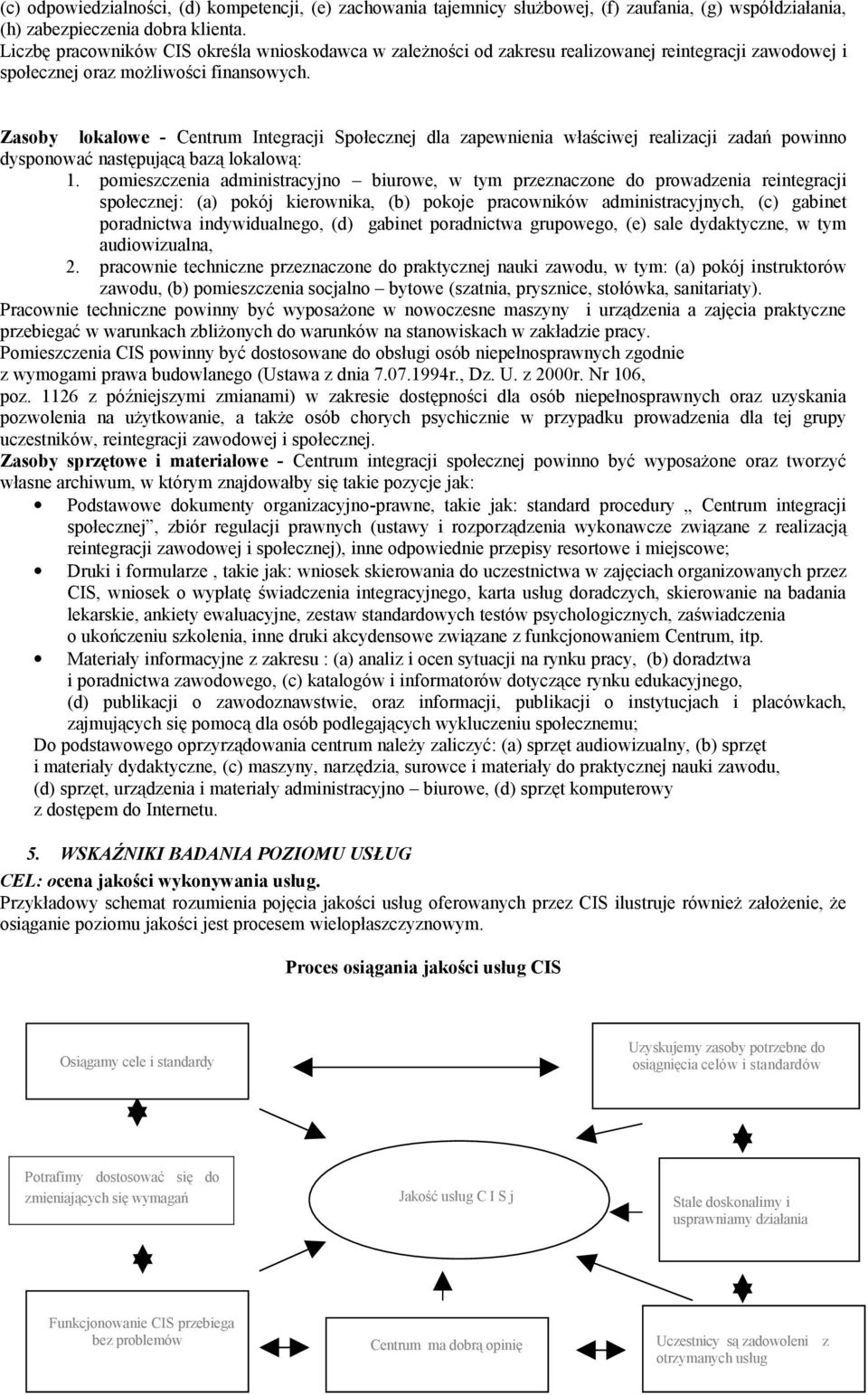 Zasoby lokalowe - Centrum Integracji Społecznej dla zapewnienia właściwej realizacji zadań powinno dysponować następującą bazą lokalową: 1.