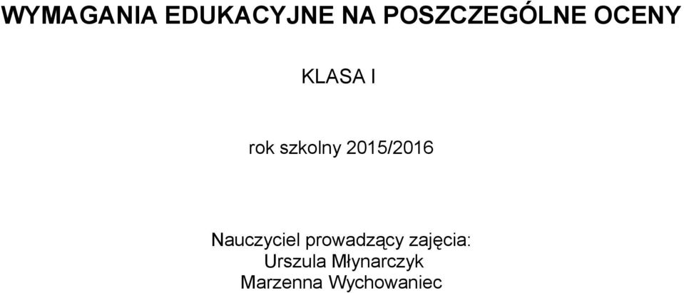 szkolny 2015/2016 Nauczyciel