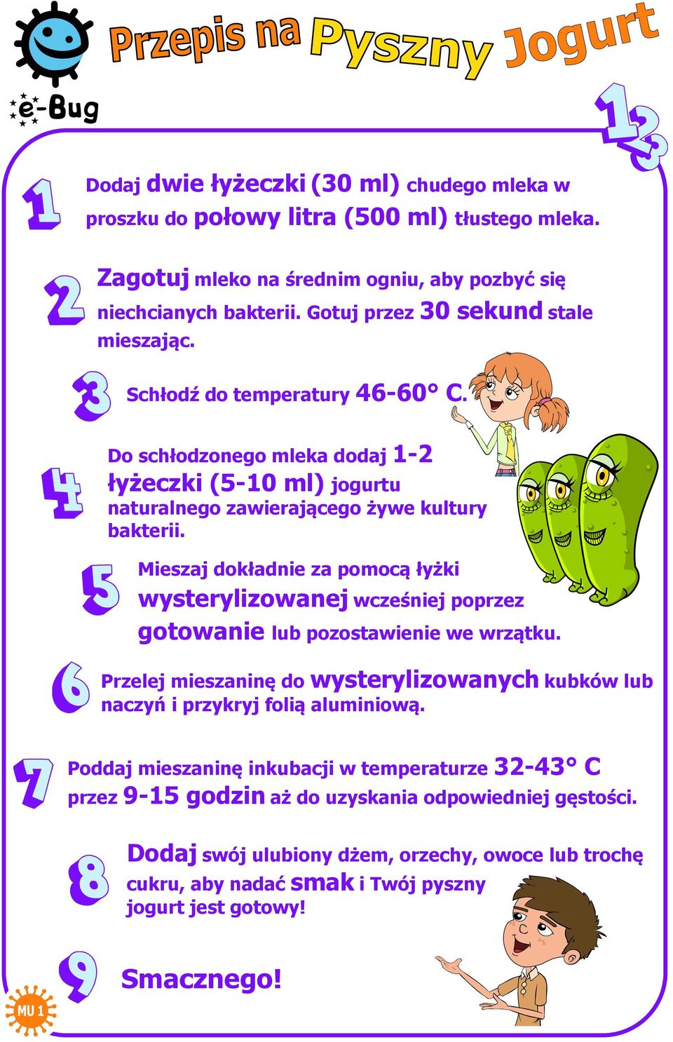 Mieszaj dokładnie za pomocą łyżki wysterylizowanej wcześniej poprzez gotowanie lub pozostawienie we wrzątku.