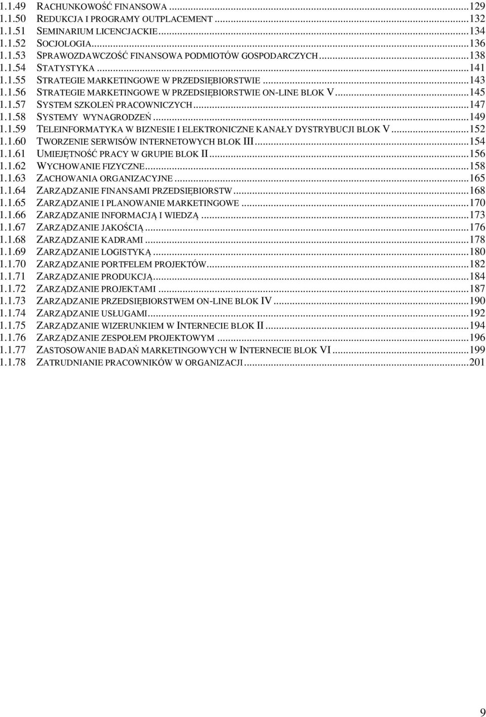 .. 147 1.1.58 SYSTEMY WYNAGRODZEŃ... 149 1.1.59 TELEINFORMATYKA W BIZNESIE I ELEKTRONICZNE KANAŁY DYSTRYBUCJI BLOK V... 152 1.1.60 TWORZENIE SERWISÓW INTERNETOWYCH BLOK III... 154 1.1.61 UMIEJĘTNOŚĆ PRACY W GRUPIE BLOK II.