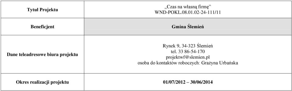 projektu Rynek 9, 34-323 Ślemień tel. 33 86-54-170 projektwf@slemien.