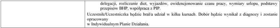 Uczestnik/Uczestniczka będzie brał/a udział w kilku kursach.