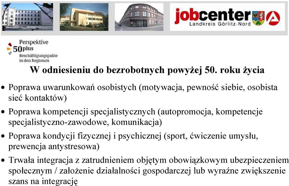 specjalistycznych (autopromocja, kompetencje specjalistyczno-zawodowe, komunikacja) Poprawa kondycji fizycznej i