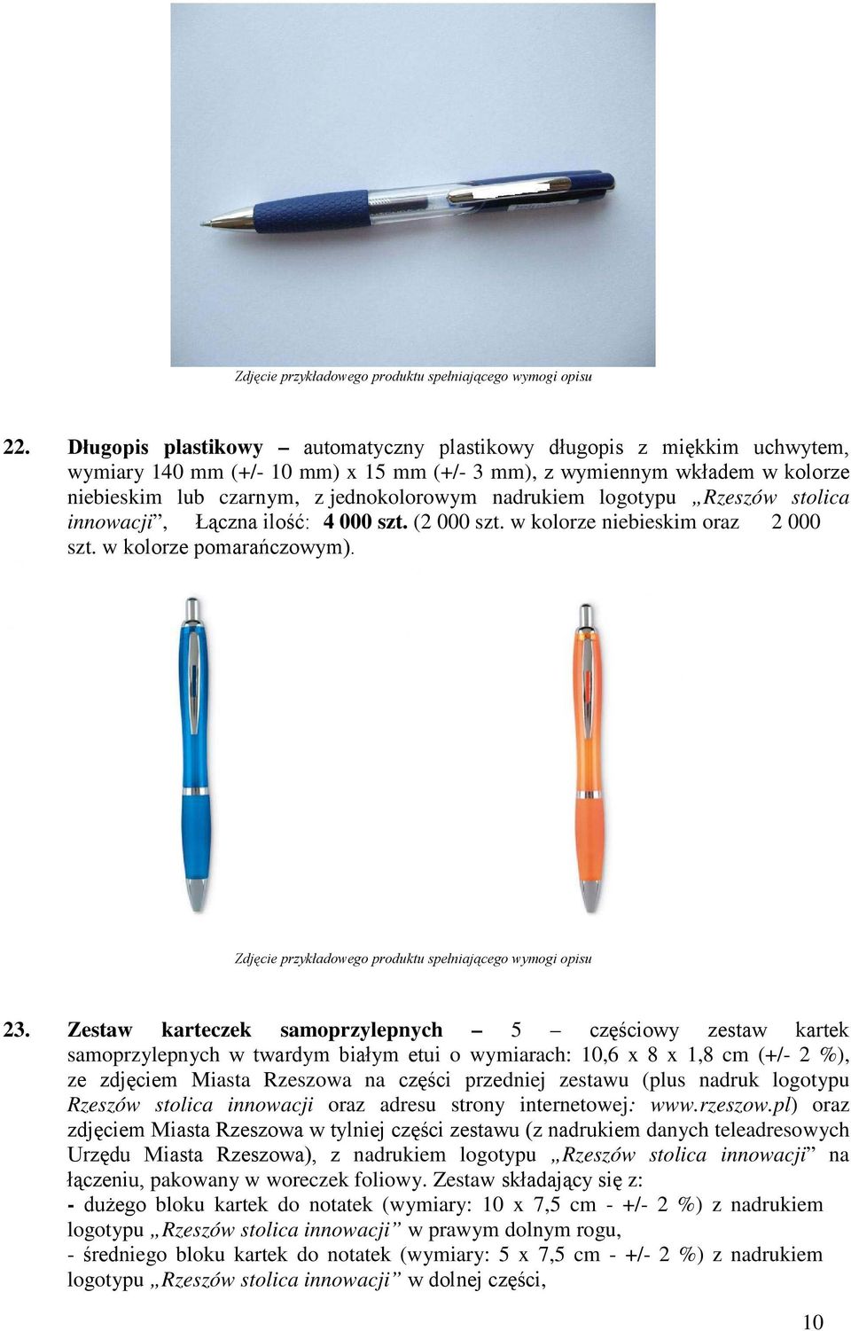 Zestaw karteczek samoprzylepnych 5 częściowy zestaw kartek samoprzylepnych w twardym białym etui o wymiarach: 10,6 x 8 x 1,8 cm (+/- 2 %), ze zdjęciem Miasta Rzeszowa na części przedniej zestawu