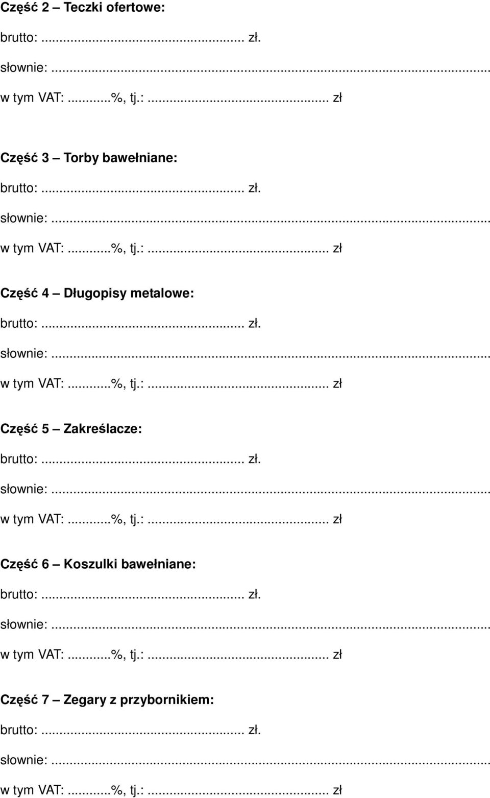 Część 5 Zakreślacze: Część 6 Koszulki