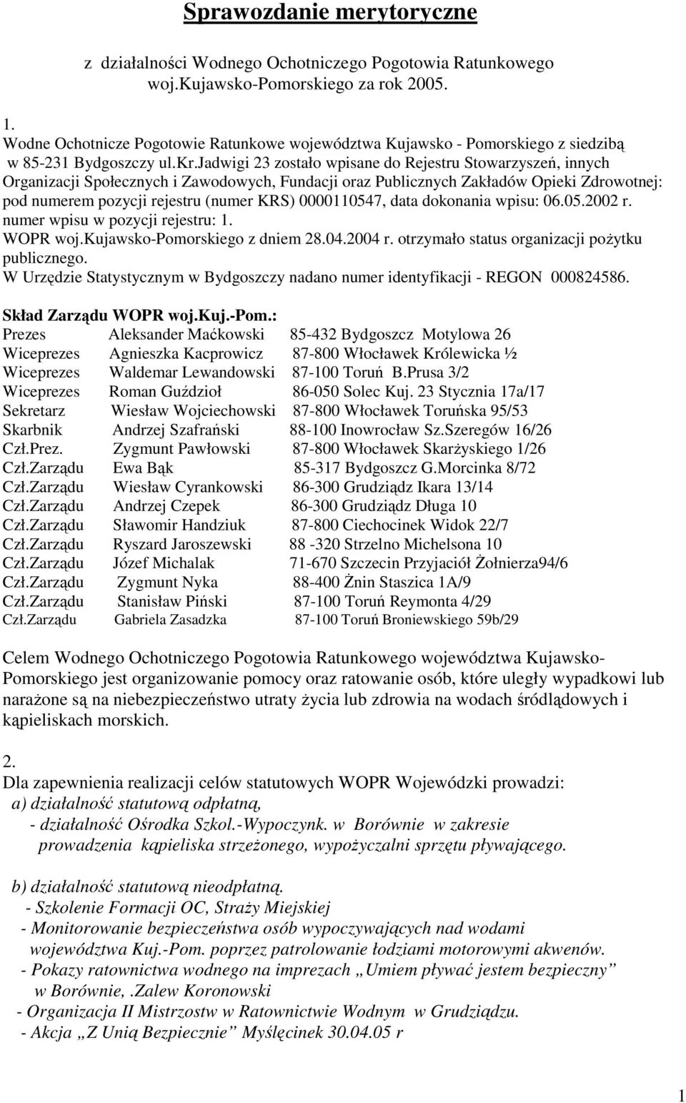 jadwigi 23 zostało wpisane do Rejestru Stowarzyszeń, innych Organizacji Społecznych i Zawodowych, Fundacji oraz Publicznych Zakładów Opieki Zdrowotnej: pod numerem pozycji rejestru (numer KRS)