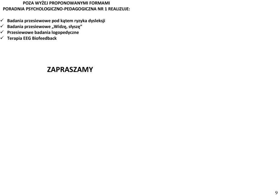 przesiewowe pod kątem ryzyka dysleksji Badania przesiewowe