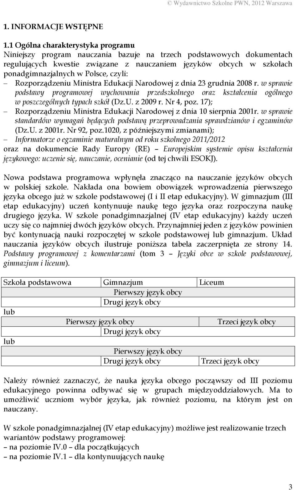 Polsce, czyli: Rozporządzeniu Ministra Edukacji Narodowej z dnia 23 grudnia 2008 r.