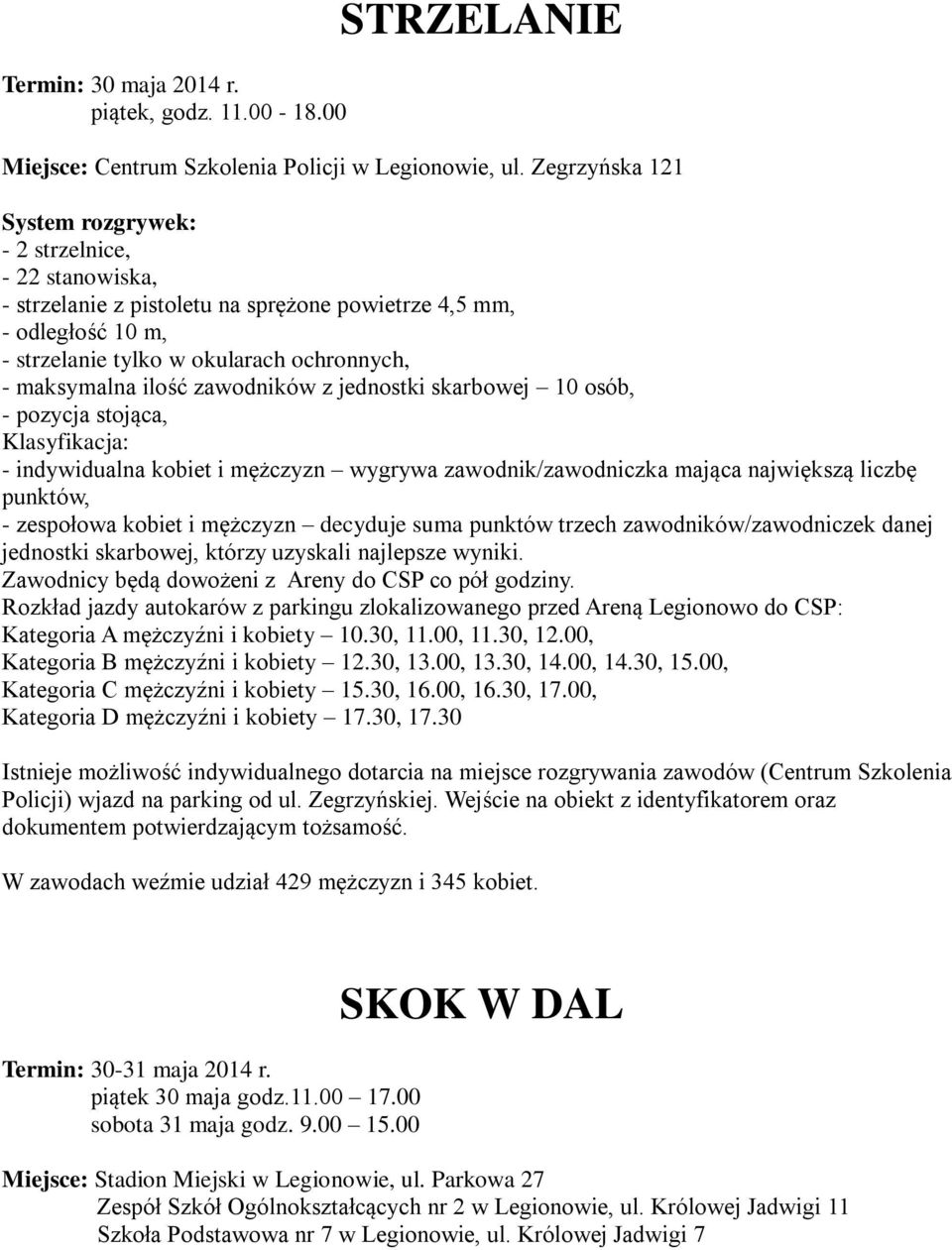 jednostki skarbowej 10 osób, - pozycja stojąca, Klasyfikacja: - indywidualna kobiet i mężczyzn wygrywa zawodnik/zawodniczka mająca największą liczbę punktów, - zespołowa kobiet i mężczyzn decyduje