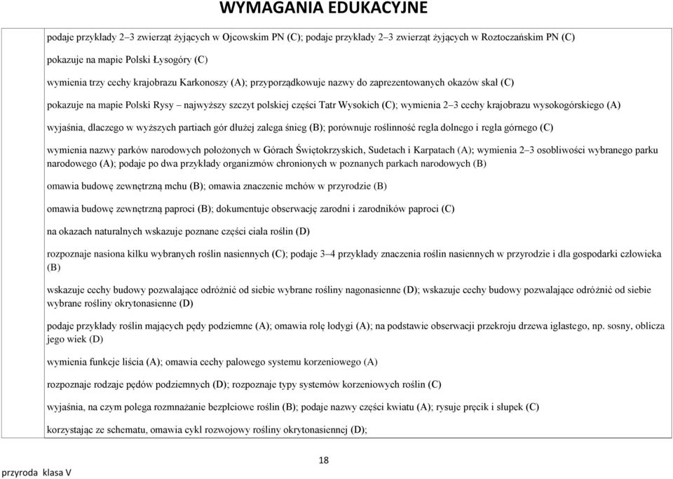 wysokogórskiego (A) wyjaśnia, dlaczego w wyższych partiach gór dłużej zalega śnieg (B); porównuje roślinność regla dolnego i regla górnego (C) wymienia nazwy parków narodowych położonych w Górach