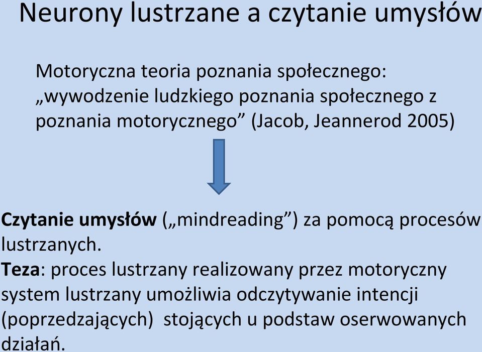 mindreading ) za pomocą procesów lustrzanych.