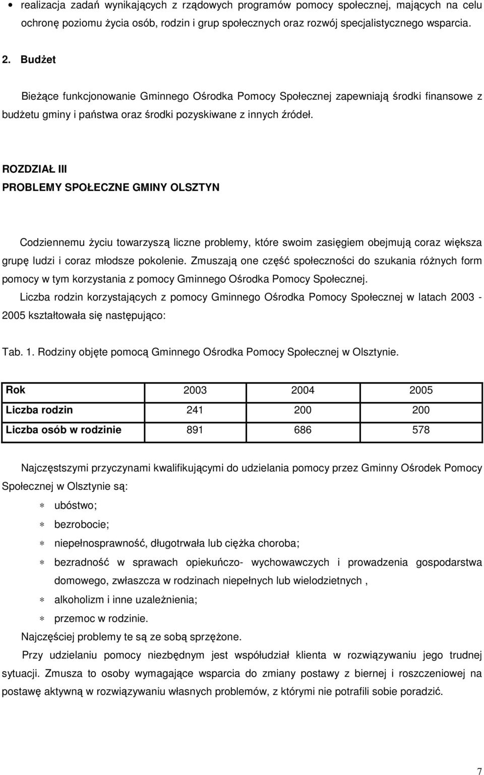 ROZDZIAŁ III PROBLEMY SPOŁECZNE GMINY OLSZTYN Cdziennemu Ŝyciu twarzyszą liczne prblemy, które swim zasięgiem bejmują craz większa grupę ludzi i craz młdsze pklenie.