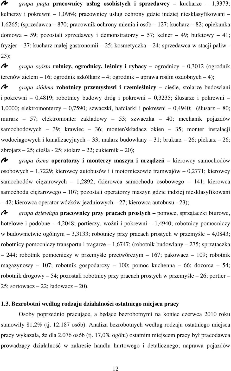 paliw - 23); grupa szósta rolnicy, ogrodnicy, leśnicy i rybacy ogrodnicy 0,3012 (ogrodnik terenów zieleni 16; ogrodnik szkółkarz 4; ogrodnik uprawa roślin ozdobnych 4); grupa siódma robotnicy