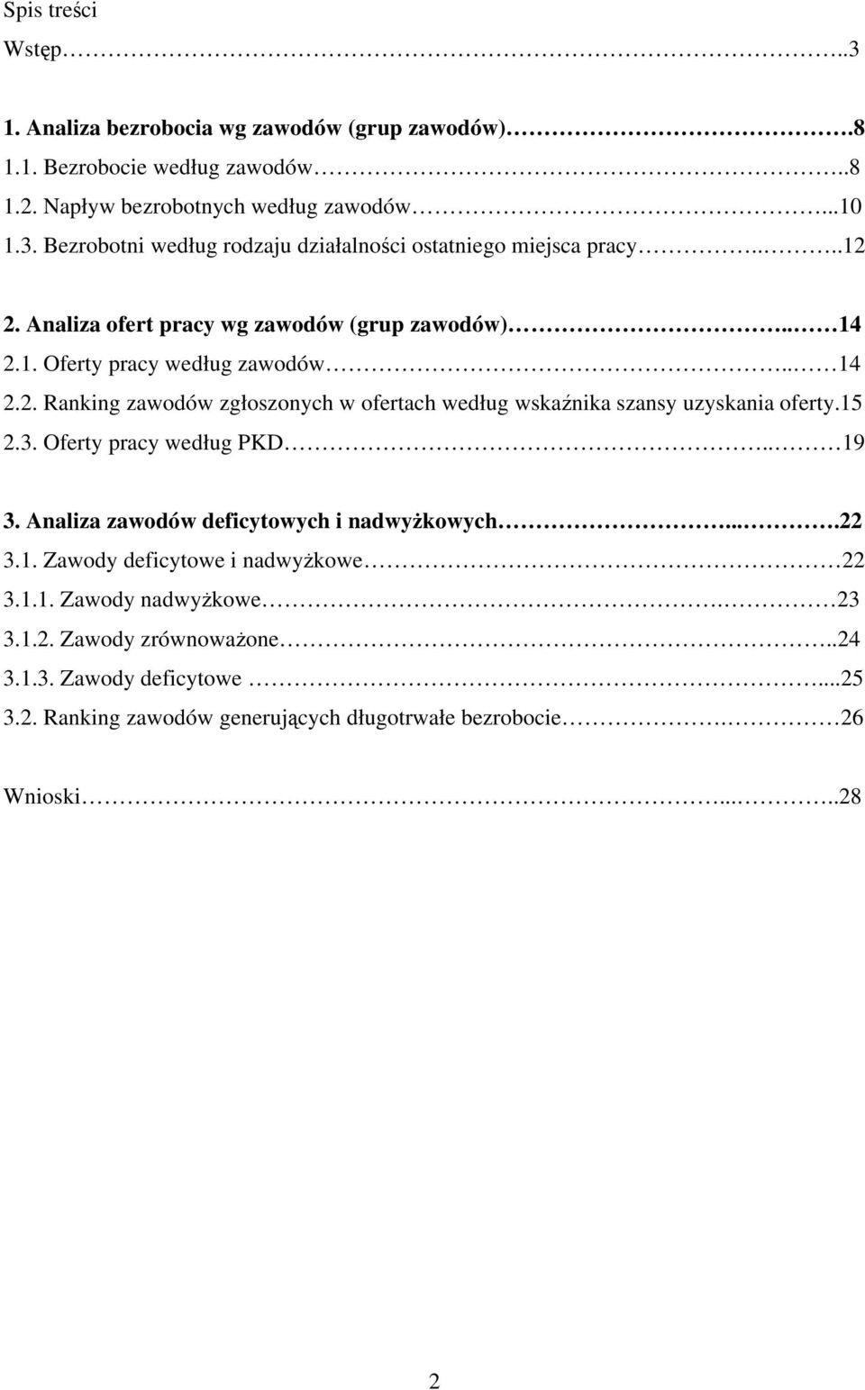 15 2.3. Oferty pracy według PKD.. 19 3. Analiza zawodów deficytowych i nadwyżkowych....22 3.1. Zawody deficytowe i nadwyżkowe 22 3.1.1. Zawody nadwyżkowe. 23 3.1.2. Zawody zrównoważone.